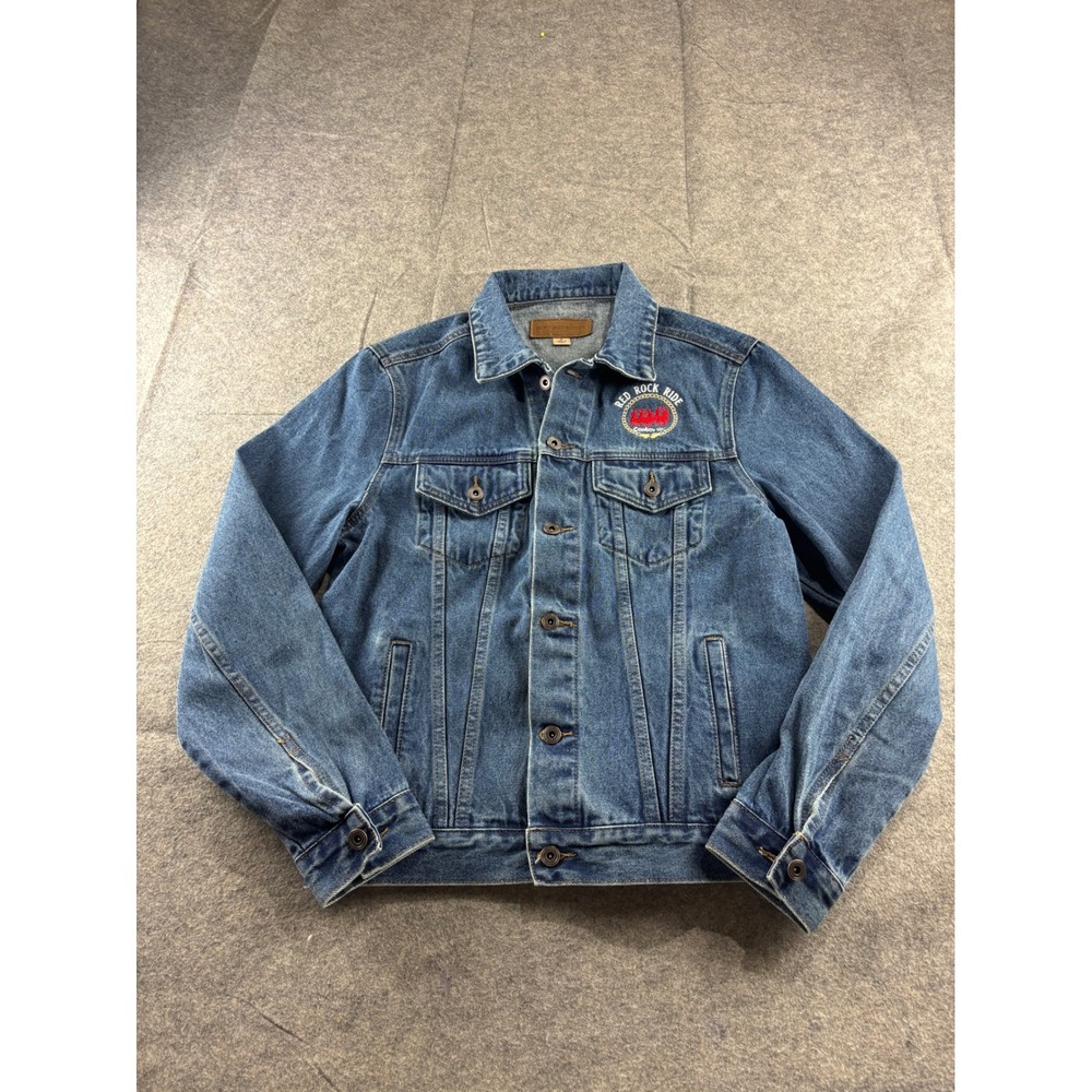 Port Authority Red Rock Ride Denim Jacket Mens S Rodeo Cowboy Up Trucker Moto